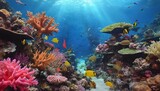 Fototapeta Do akwarium - Scenic Photorealistic Vibrant Underwater Coral R
