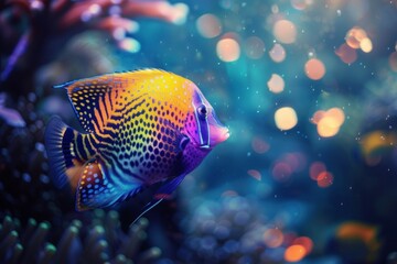 Wall Mural - A colorful fish swimming in the ocean