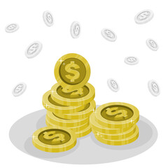 Poster - Columns of cents, vector illustration. Yellow large coins.