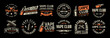 © Teenage - Set of vape shop logo emblem templates vector illustration. Smoke shop logo. Design elements for logo, label, badge, sign. Monochrome labels set for vaping and electronic cigarette.