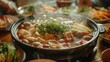 Chinese hot pot, put on the table. Generative AI.
