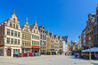 Antwerpen old town with typical flemish style houses buildings with gables and street restaurants on Big Market Square pedestrian street in Antwerp city historical centre, Flemish Region, Belgium