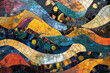 A close-up of an abstract background inspired by the rich colors and textures of French mosaics.