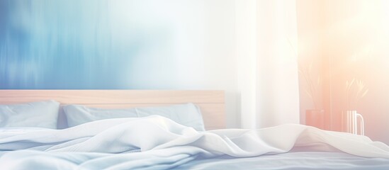 Wall Mural - There is a bed with a white comforter and a white blanket neatly arranged on top of it