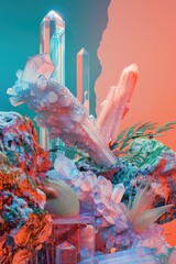 Poster - A collection of rocks and crystals displayed on a table. Suitable for geology or interior design concepts