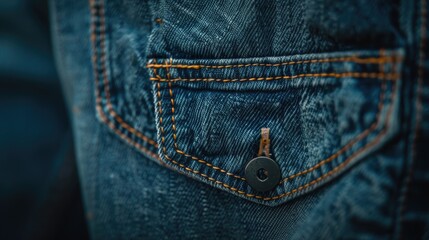 Poster - A close-up of a key inside a pocket. Suitable for security and access concepts