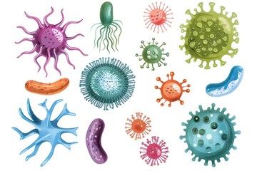 Poster - An assortment of different germs, suitable for medical or scientific concepts