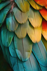 Poster - Vibrant close up of a bird's colorful feathers, perfect for nature themes