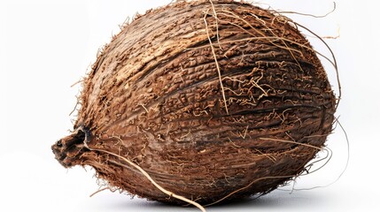 Poster - Close up shot of a coconut on a clean white background, perfect for food and tropical themed projects