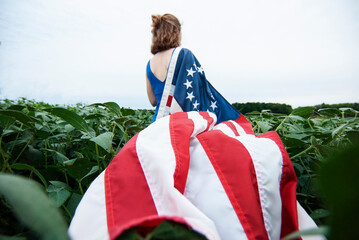 girl with american flag