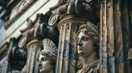 Poster - Detailed view of statues on a building, perfect for architectural projects