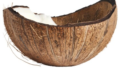 Poster - Close up of a coconut shell on a white background. Perfect for tropical themed designs