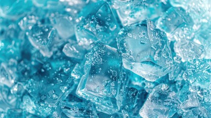 Poster - A pile of ice cubes on a table, perfect for refreshing drink concepts