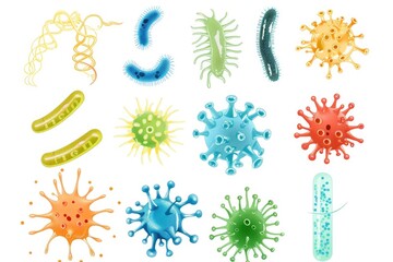 Poster - Collection of different germs, suitable for medical and scientific concepts