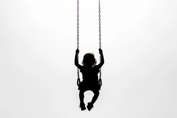 A young girl happily swinging on a swing, perfect for playground or childhood themes