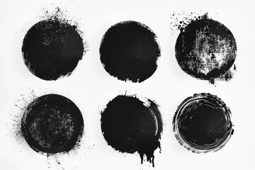 Poster - Collection of black paint stains on a white background. Suitable for artistic projects