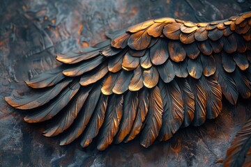 Poster - Close up of bird's wings on a rock, suitable for nature themes