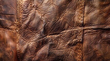 Poster - Detailed close up of a brown leather texture, perfect for backgrounds and textures