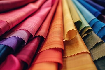 Poster - Close up of various colored fabric swatches, suitable for textile design projects