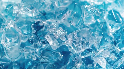 Poster - A pile of ice cubes on a table, suitable for various concepts and designs