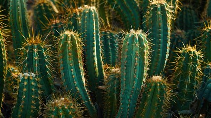 Poster - Close up of a bunch of cactus plants. Great for desert and nature themes