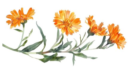 Aufkleber - Vibrant orange flowers on a clean white backdrop, perfect for various design projects