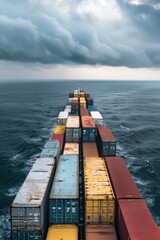Poster - A large container ship sailing on the open ocean. Suitable for transportation and logistics concepts