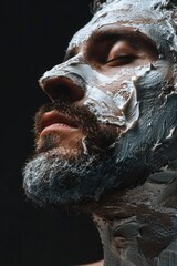 Poster - Close up portrait of a man with a beard and white face paint. Great for Halloween or artistic concepts