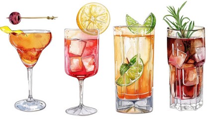 Poster - A variety of colorful cocktails on display. Perfect for menus or bar advertisements