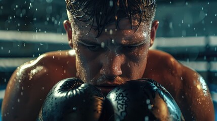 Aufkleber - Close up of a person wearing boxing gloves. Suitable for sports and fitness concepts