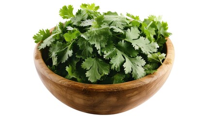 Aufkleber - Fresh green leaves in a wooden bowl, perfect for health and wellness concepts