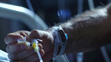 Aufkleber - A person holding a small device. Suitable for technology concepts