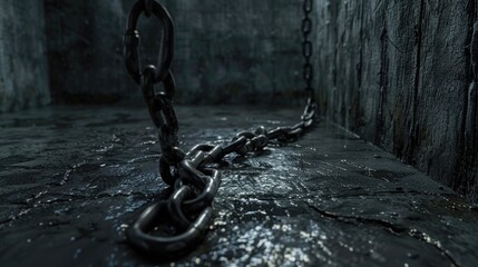 Aufkleber - A chain securely fastened to a concrete wall. Ideal for industrial, security, or imprisonment concepts