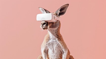 Poster - A kangaroo wearing a virtual reality headset. Suitable for technology or gaming concepts