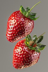 Sticker - Two ripe strawberries with green leaves on top