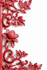 Poster - A detailed view of a red frame hanging on a wall. Ideal for interior design projects
