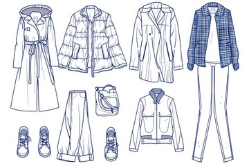 Poster - Assortment of different types of clothes and shoes. Perfect for fashion blogs and retail websites