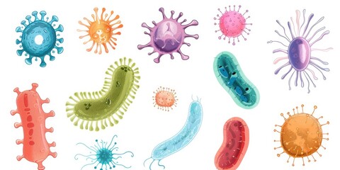 Poster - A collection of different germs, suitable for medical or scientific concepts