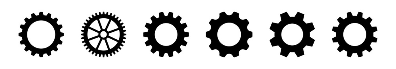 Fototapete - Gear icon set, black gear wheel icons collection. Cogwheel vector icon