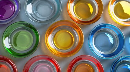 Poster - A variety of colorful cups in a close-up shot. Ideal for beverage concepts