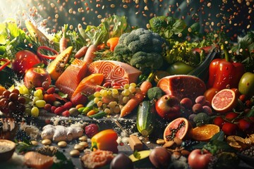 Wall Mural - Assortment of fresh produce, perfect for healthy eating promotions