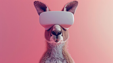 Poster - Kangaroo wearing virtual reality headset. Ideal for technology and gaming concepts