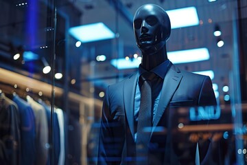 Wall Mural - Male mannequin wearing business suit on showcase in store