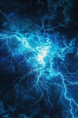 Aufkleber - Dramatic blue and black background with lightning and clouds. Perfect for adding tension to design projects