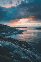 Poster - A scenic view of water from a cliff, perfect for nature and travel themes