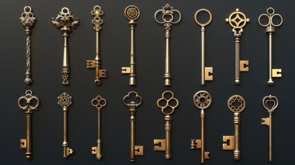 Poster - Bunch of keys on a table, suitable for various concepts