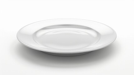 Poster - Minimalist image of a white plate on a white surface. Suitable for culinary or kitchen themes
