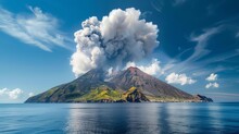 Stromboli, A Volcano, Is Part Of The Aeolian Islands.