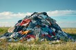 The Impact of Fast Fashion Waste: A Pile of Discarded Clothes in a Landfill. Concept Fast Fashion, Waste Management, Environmental Impact, Textile Recycling, Sustainable Fashion
