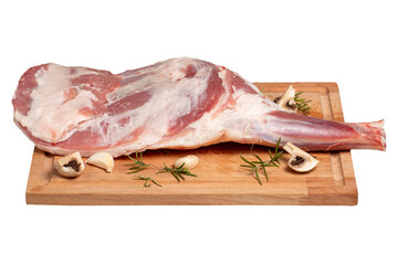 Wall Mural - Lamb shoulder meat with bones. Butcher products. Raw lamb shoulder isolated on white background.